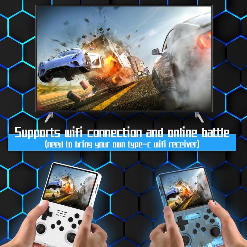 FVBADE [30000 in 1] R40S PRO Handheld Game Console 3.5 inch IPS Screen Mini Retro Console 3800mAh Portable Pocket Arcade 45+ Mainstream Emulator 256G TF Card Transparent.(White) - Image 2